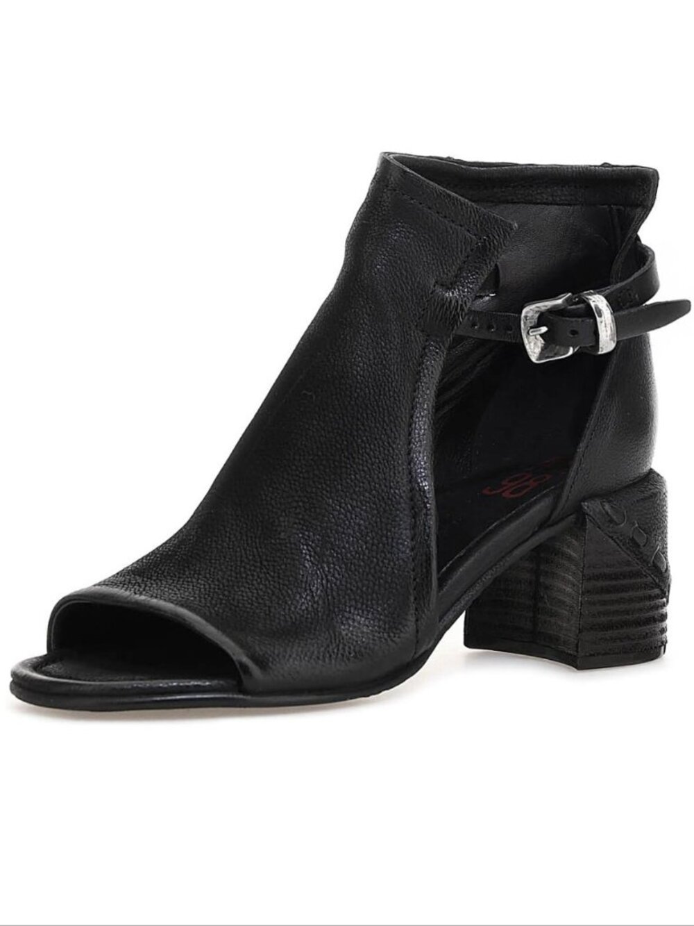 A.S.98 Maxwell Open Toe Booties Sandals Size 38 7.5 8 Black Leather NEW $329